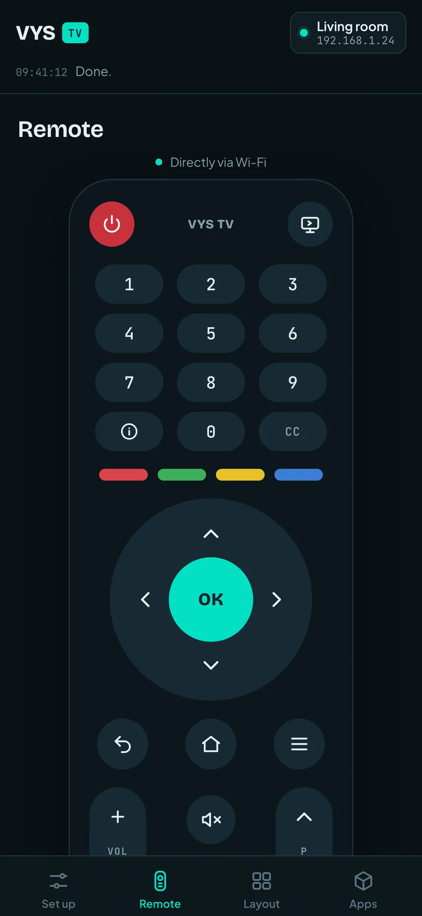 Remote: The remote control, directly via Wi-Fi.