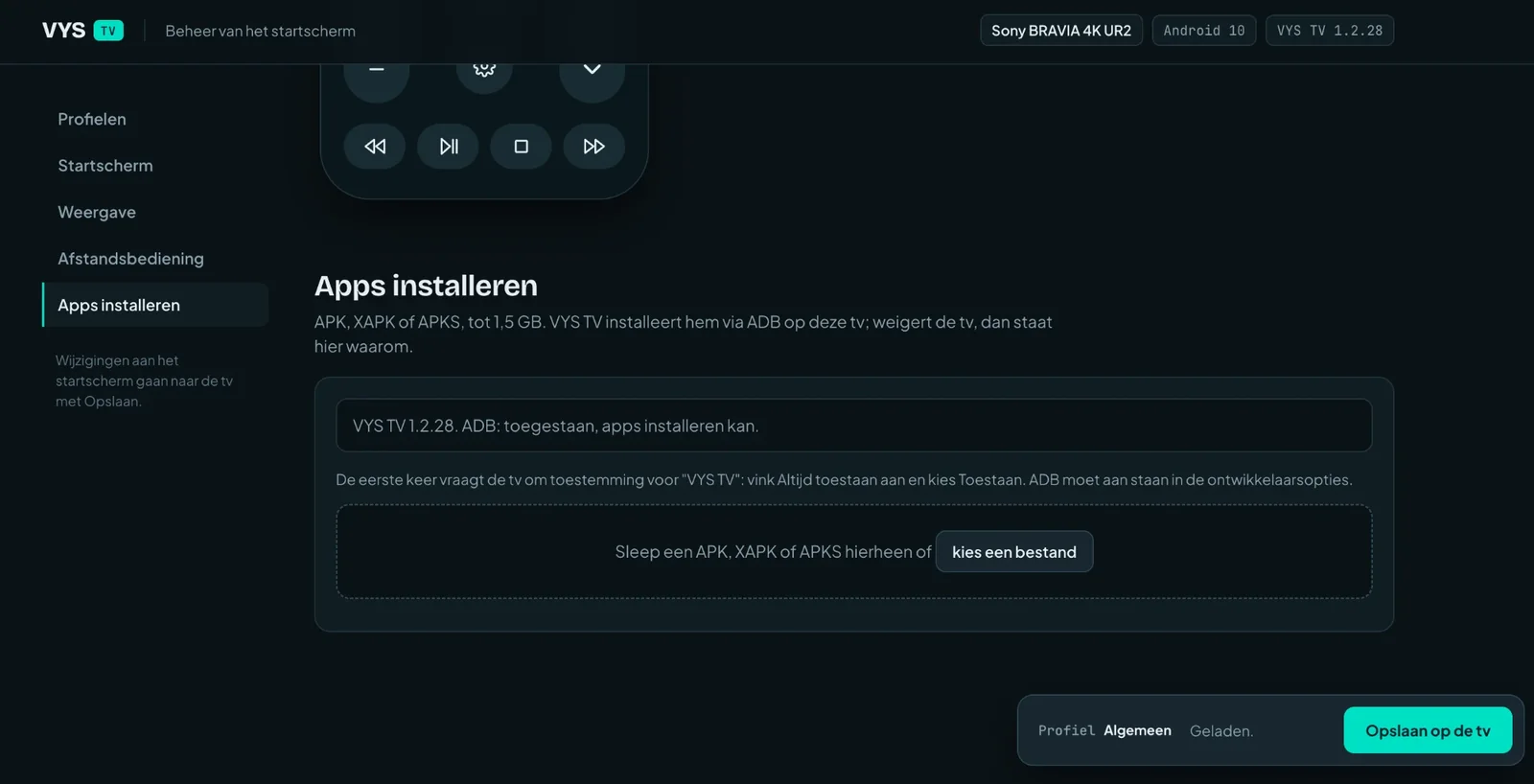 Het onderdeel Apps installeren van de indelingspagina